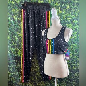 NWT 2pc Set SRX Active Sports Bra & Jogger Set! Stars & Multi Color Stripes